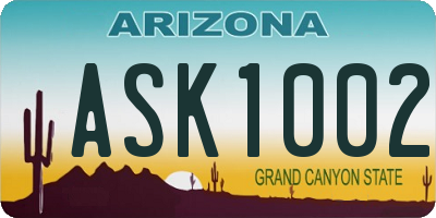 AZ license plate ASK1002