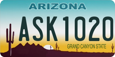 AZ license plate ASK1020