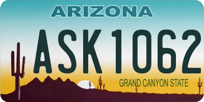 AZ license plate ASK1062