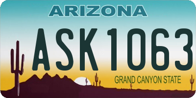 AZ license plate ASK1063