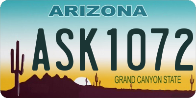 AZ license plate ASK1072
