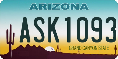AZ license plate ASK1093