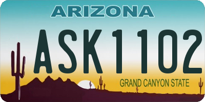 AZ license plate ASK1102
