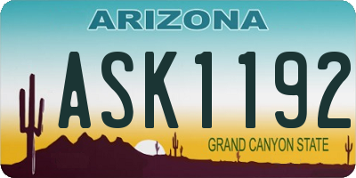 AZ license plate ASK1192