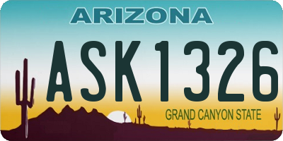 AZ license plate ASK1326