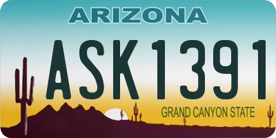 AZ license plate ASK1391