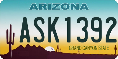 AZ license plate ASK1392