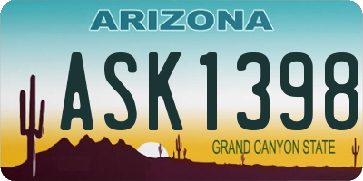 AZ license plate ASK1398