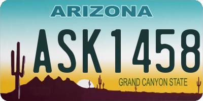 AZ license plate ASK1458