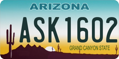 AZ license plate ASK1602