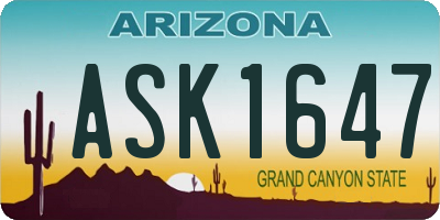 AZ license plate ASK1647