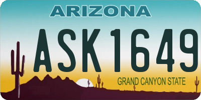 AZ license plate ASK1649