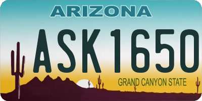 AZ license plate ASK1650