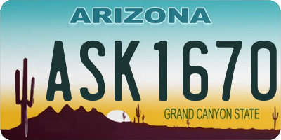 AZ license plate ASK1670