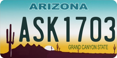AZ license plate ASK1703