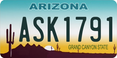 AZ license plate ASK1791