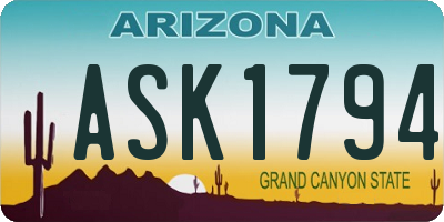 AZ license plate ASK1794