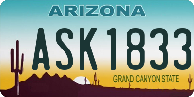 AZ license plate ASK1833