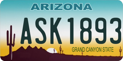 AZ license plate ASK1893