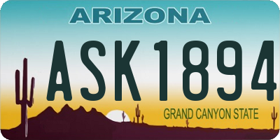 AZ license plate ASK1894