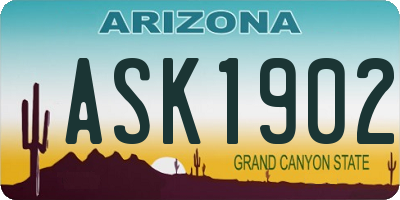 AZ license plate ASK1902