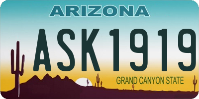 AZ license plate ASK1919