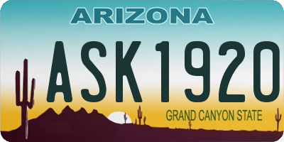 AZ license plate ASK1920