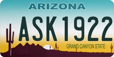AZ license plate ASK1922
