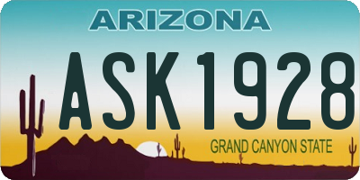 AZ license plate ASK1928
