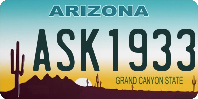 AZ license plate ASK1933