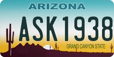AZ license plate ASK1938