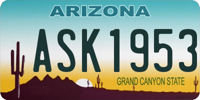 AZ license plate ASK1953