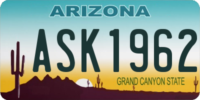 AZ license plate ASK1962