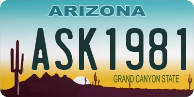 AZ license plate ASK1981