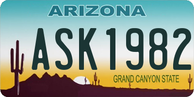 AZ license plate ASK1982