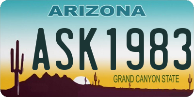 AZ license plate ASK1983
