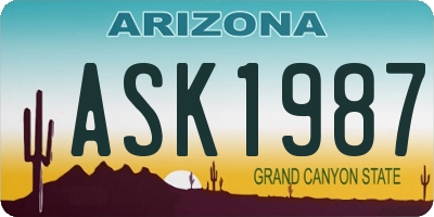 AZ license plate ASK1987