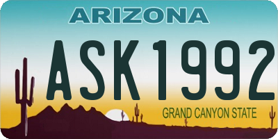 AZ license plate ASK1992