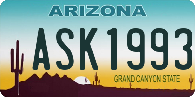 AZ license plate ASK1993