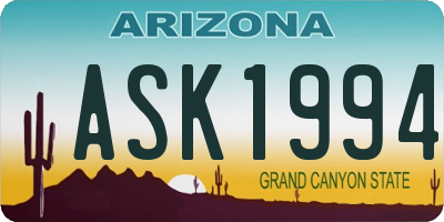 AZ license plate ASK1994