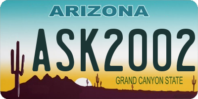 AZ license plate ASK2002