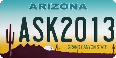 AZ license plate ASK2013