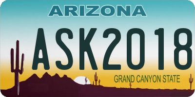 AZ license plate ASK2018