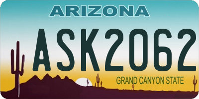 AZ license plate ASK2062