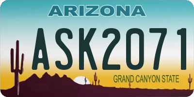 AZ license plate ASK2071