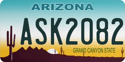 AZ license plate ASK2082