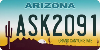 AZ license plate ASK2091