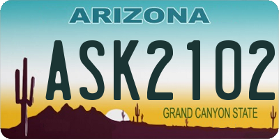 AZ license plate ASK2102