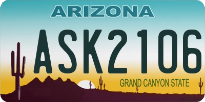 AZ license plate ASK2106