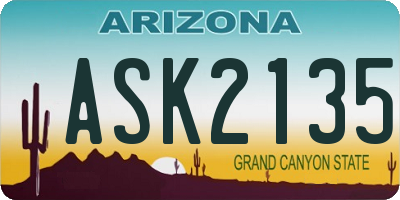 AZ license plate ASK2135